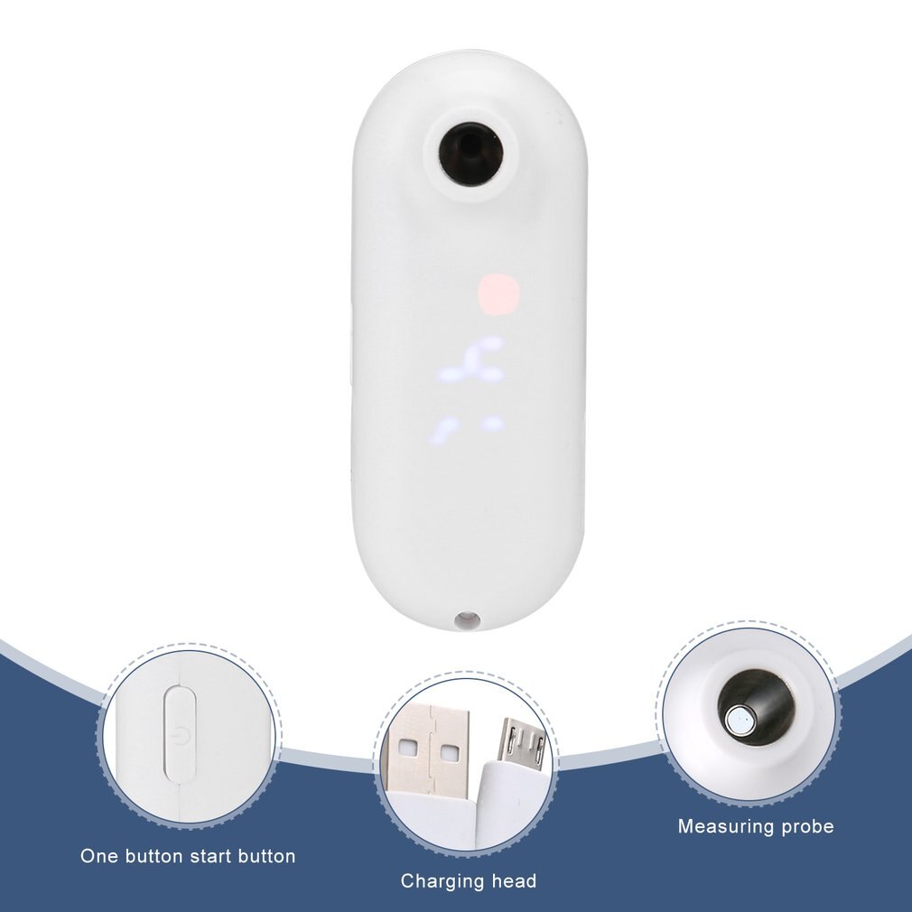 Ultra Mini Thermometer USB Charging Accurate Measurement Digital Display Infrared Non-contact Thermometer (Built In Battery)