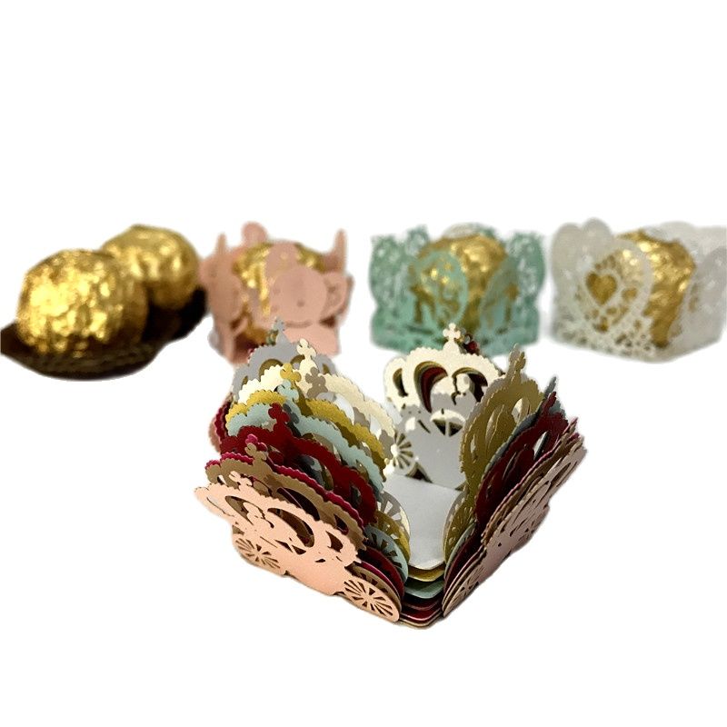 50pcs Cinderella Chocolate Truffle Paper Cups Dessert Container Packaging for Wedding Engagement