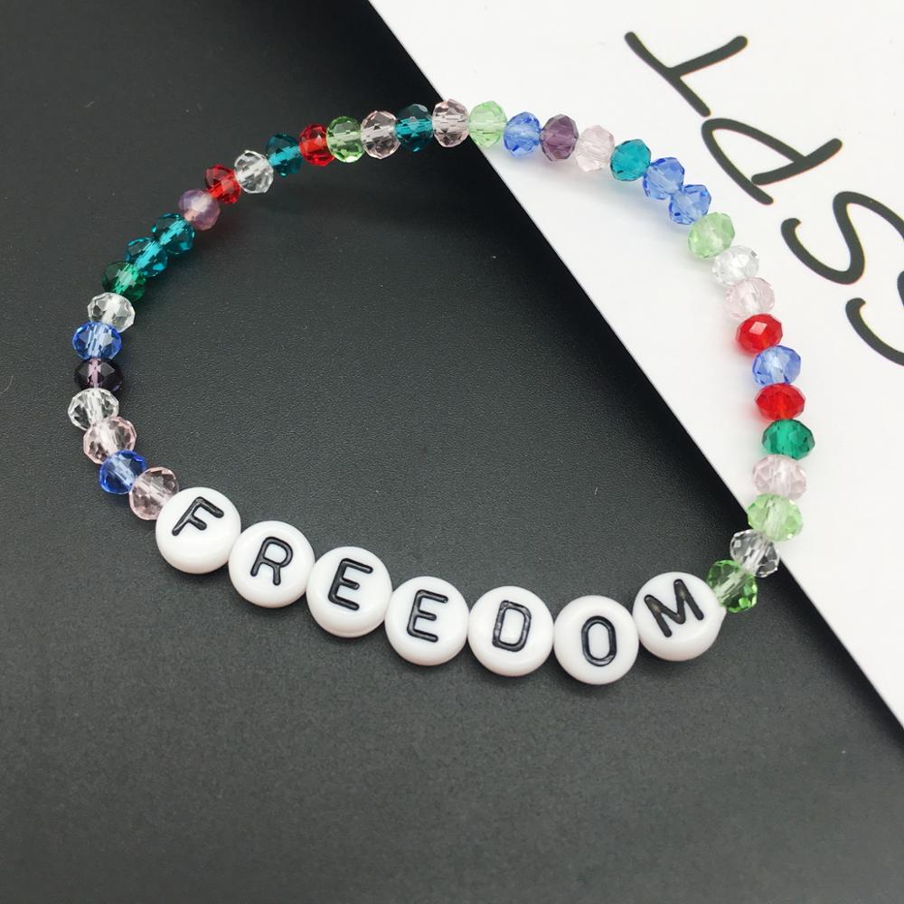 OMY buchstaben perlen Armbinde für frauen neue bunte worte namen armbänder der frauen mädchen FROHE Weihnachten: Freiheit