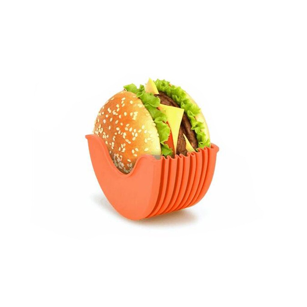 Burger fast kasse køkken burgerholdere vaskbare og genanvendelige tilbagetrækkelige plastburker rack køkken mad burger plader rack: Orange