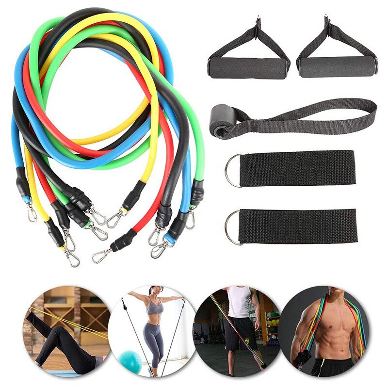 11 pièces/ensemble corde de traction exercices de Fitness bandes de résistance 100 livres d'entraînement de résistance adapté à l'entraînement de résistance familial: Default Title