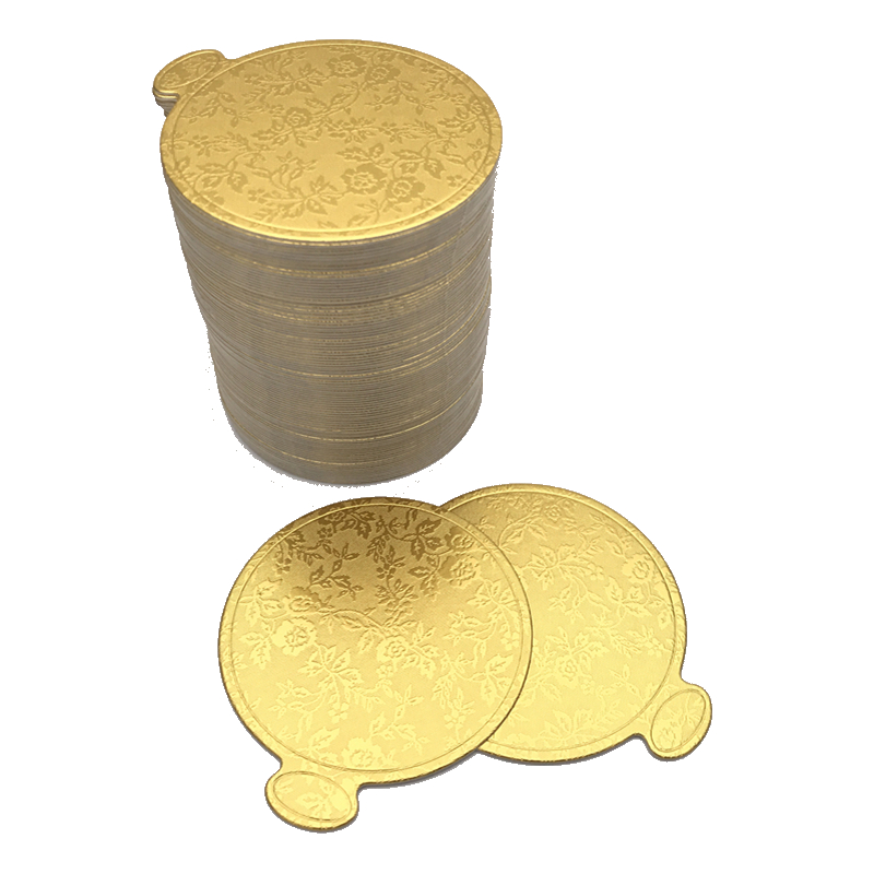 Aomily 100 stks/set Goud Afdrukken Ronde Mousse Cake Boards Papier Cupcake Dessert Displays Lade Bruiloft Cake Gebak Decoratieve Kit