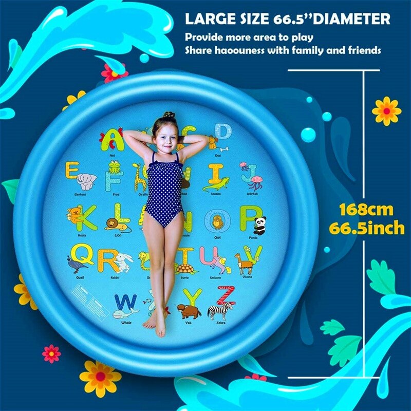 Nueva oferta, piscina de remo inflable para niños de 170cm, almohadilla rociadora Paddock, verano al aire libre, fuente redonda de PVC