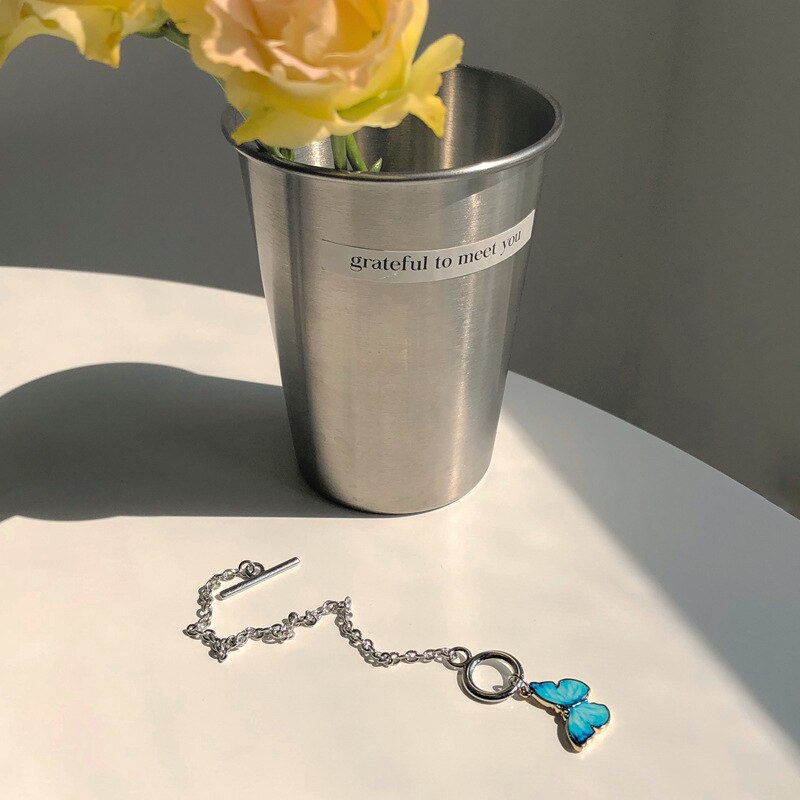 HUANZHI Neue Gebühr Harajuku SchöNe Mini Bunte Schmetterling Anhänger Halsband Kurze Halskette Für Frauen Mädchen Partei Schmuck: 3  Armband