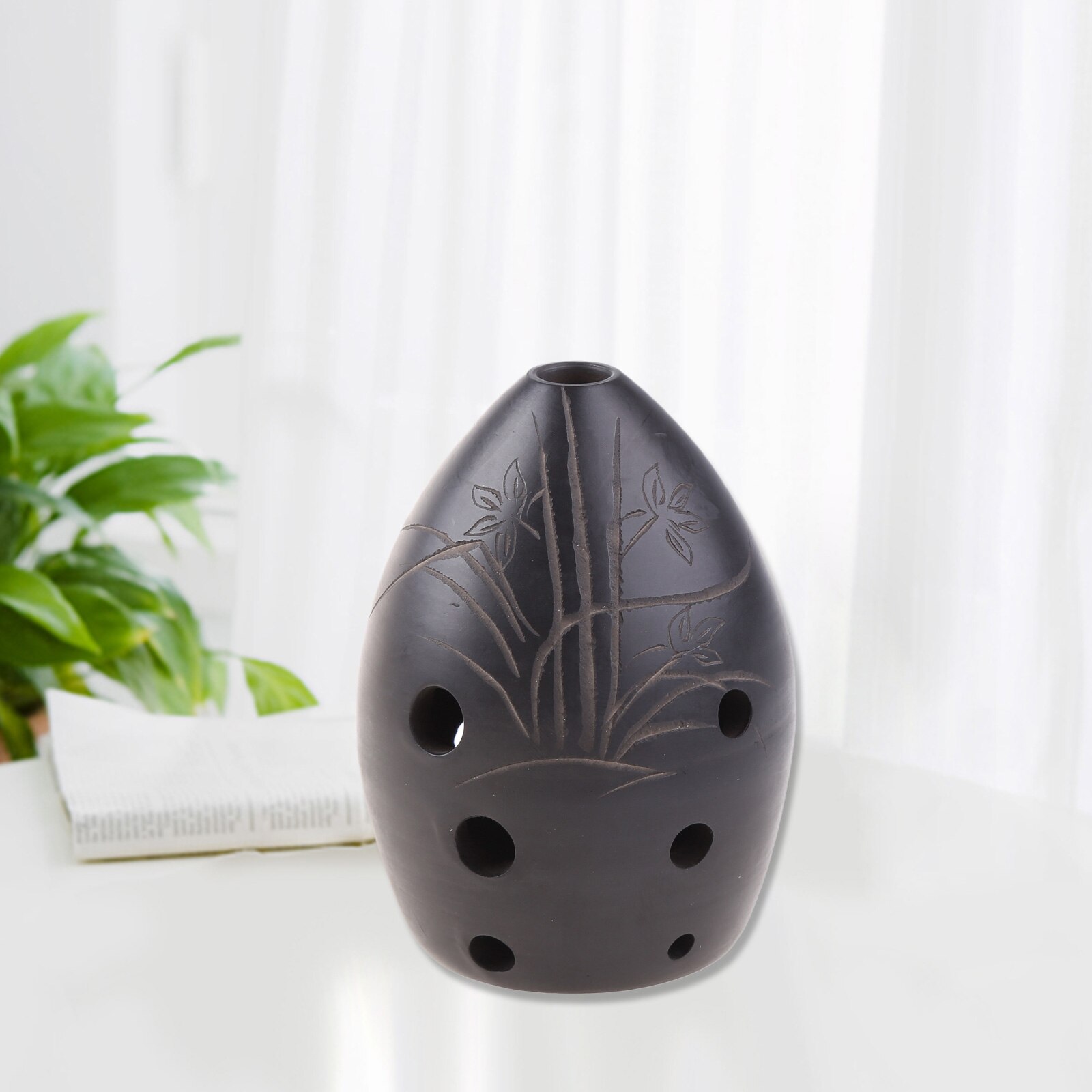 Xun-instrumento Musical de arcilla negra Ocarina para niños, 8 agujeros, para principiantes