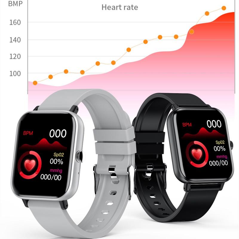 P8 Smartwatch - 1.54" Square Screen - Heart Rate, Blood Pressure, Sleep Monitor - Android Compatible