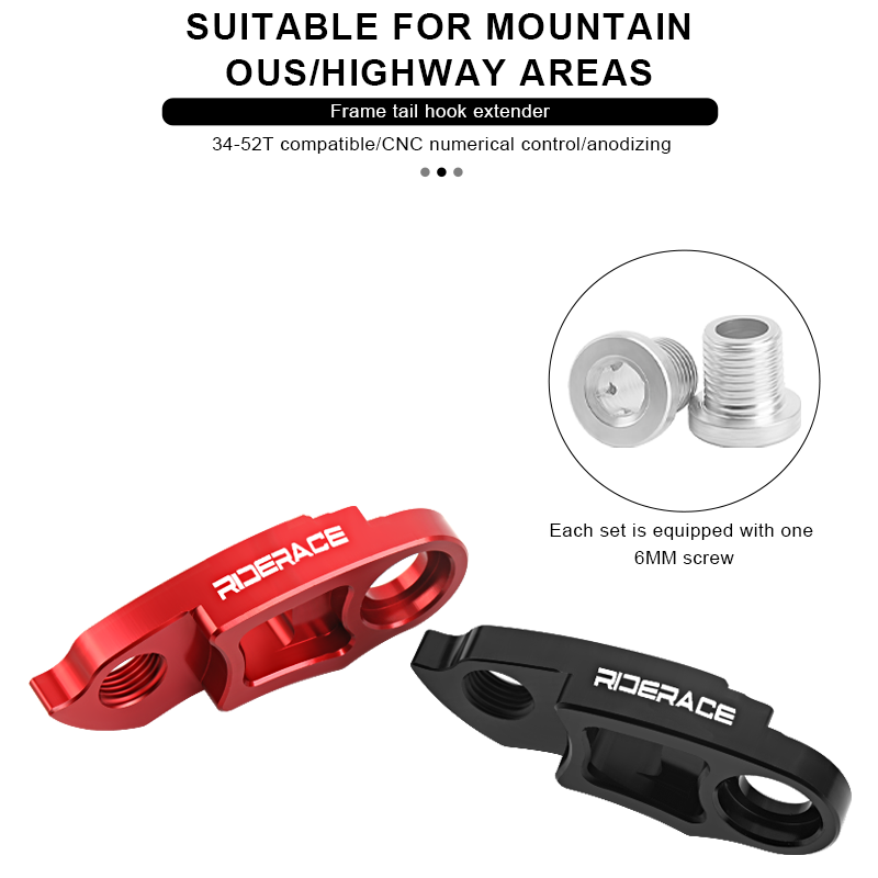 RIDERACE-extensión de suspensión de cambio trasero de bicicleta, aleación de aluminio, marco de bicicleta de montaña y carretera, adaptador convertidor extensor de gancho trasero