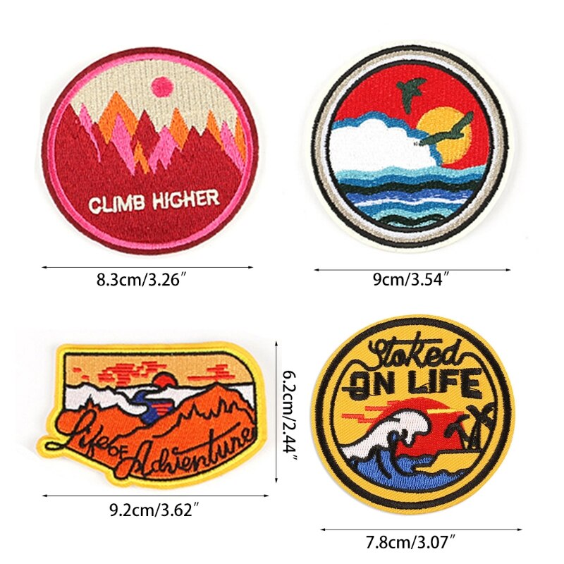 9 Pcs Cloth Patch Circular Badge Embroidery Patch Jacket Decorative Sewing DIY K3NF