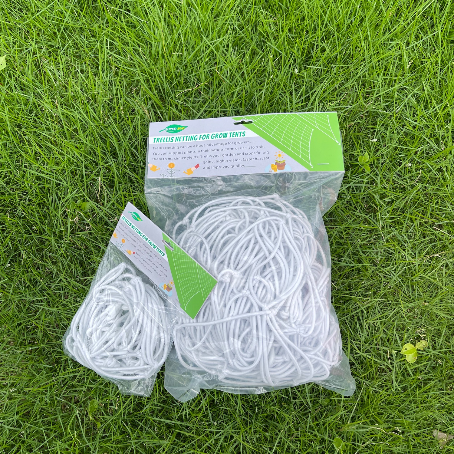 2Stck 4'' Gittergewebe Spaliernetz Pflanzenunterstützung Elastisches ScrOG/LST Netz mit Haken für drinnen wachsen Zelte Kasten Bausatz niedrig betonen Ausbildung