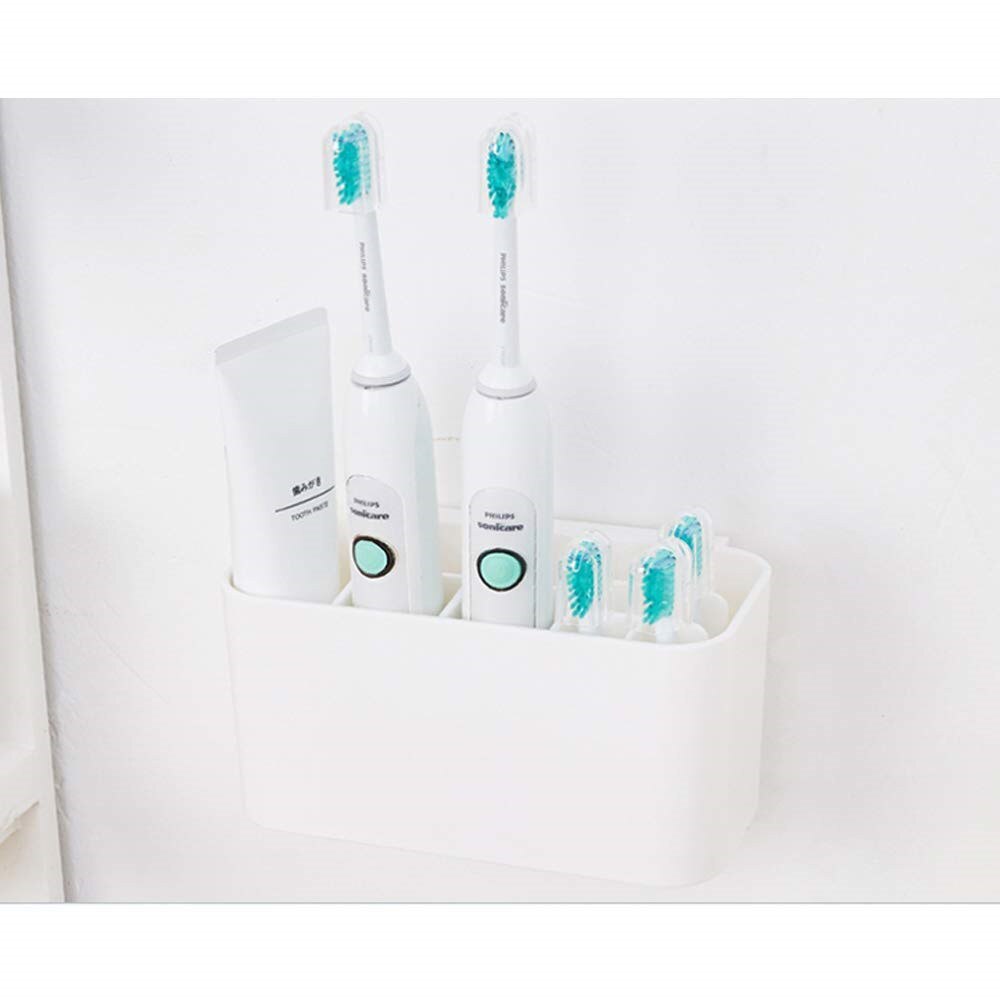 Luxoraiova Toothbrush tandenborstelhouder, aluminium opzetborstelhouder voor 2 elektrische borstelkoppen, badkamer, wandmontage, tandenborstelhouder zonder boren, wit