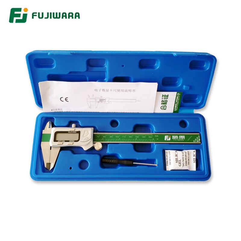Fujiwara-paquímetro digital ip54 de aço inoxidável, calibre vernier eletrônico com tela lcd de 0-150mm/visual, 0-mm
