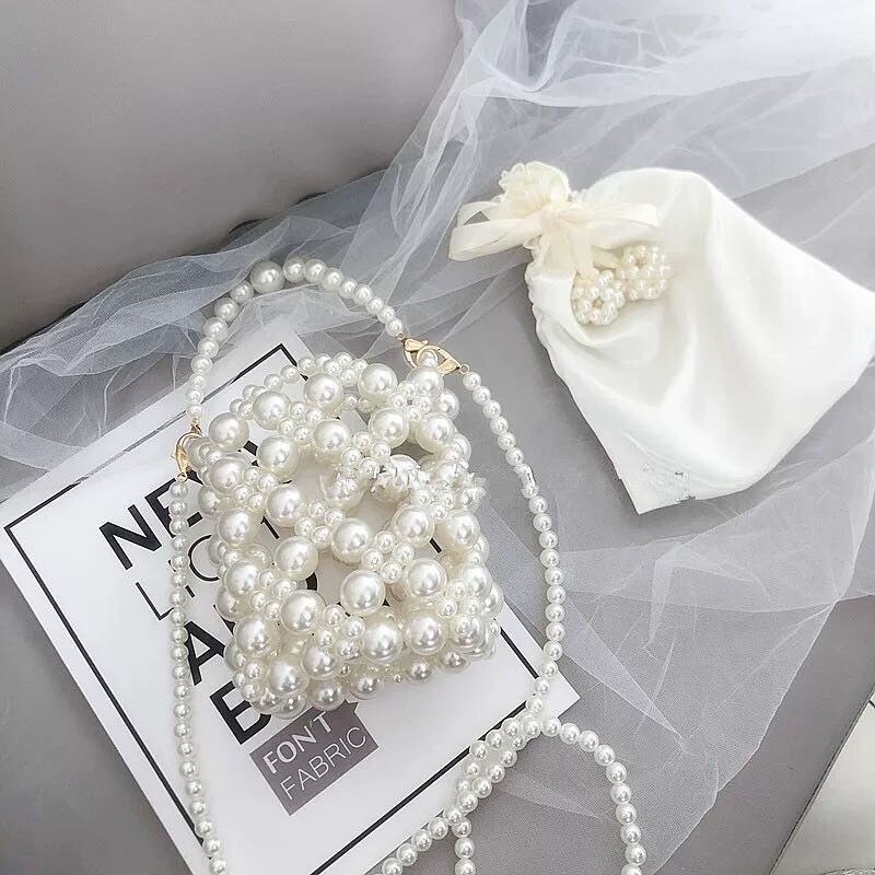 Perlenhandtasche, handgewebte umhängetasche für damen