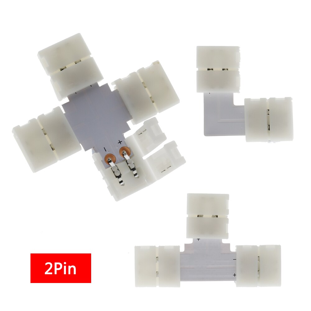 2pin 4pin 5pin LED Strip Connector for Light Wire Connection 10mm L Shape / T Shape / X Shape Free Welding Connector 5pcs/lot