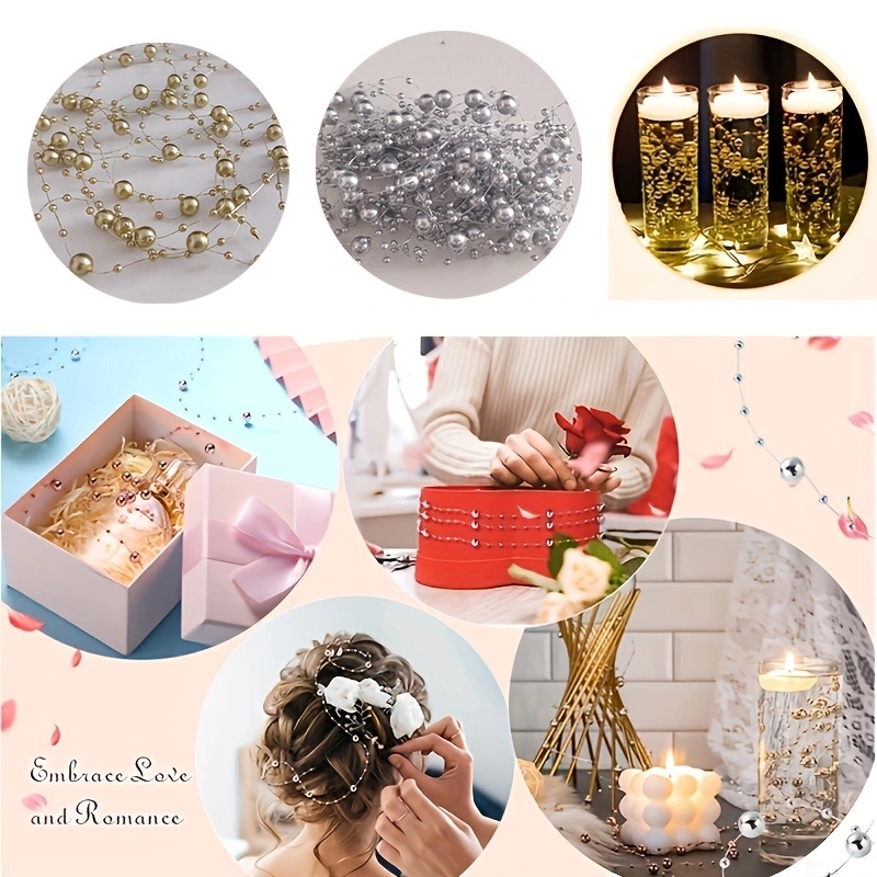Bougies flottantes, remplissage de Vase, ficelle de perles, décoration de Table de mariage, surbrillance artificielle, chaîne de perles, chaîne en Faux plastique, 5 pièces