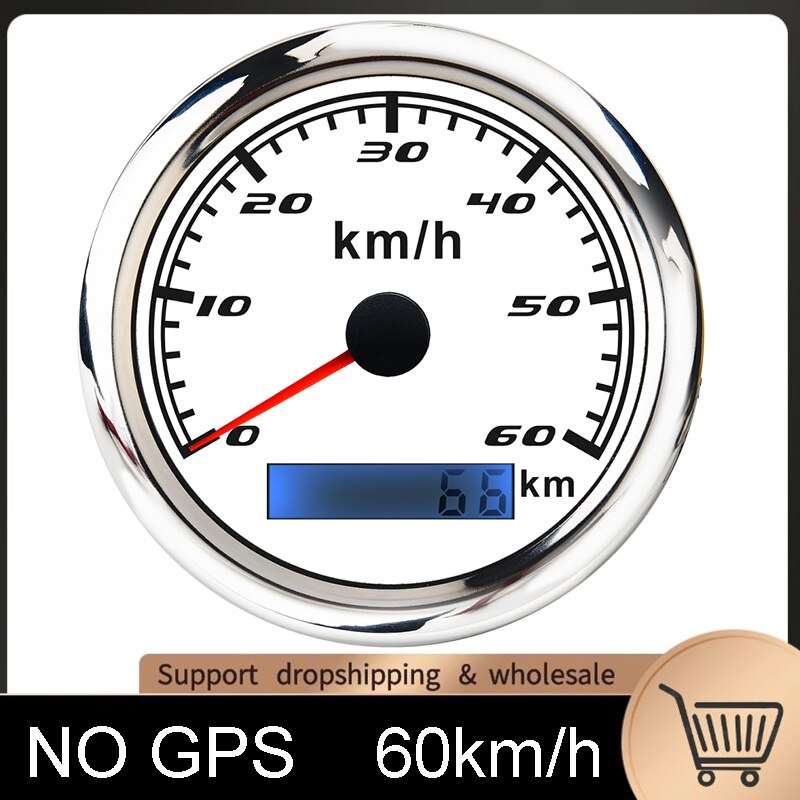 Boot Snelheidsmeter Gauge 30 Km/h 60 Km/h 120 Km/h 200 Km/h Kilometerteller Gauge Zonder Gps Antenne Met Rode Backlight: NO GPS 60kmh WS