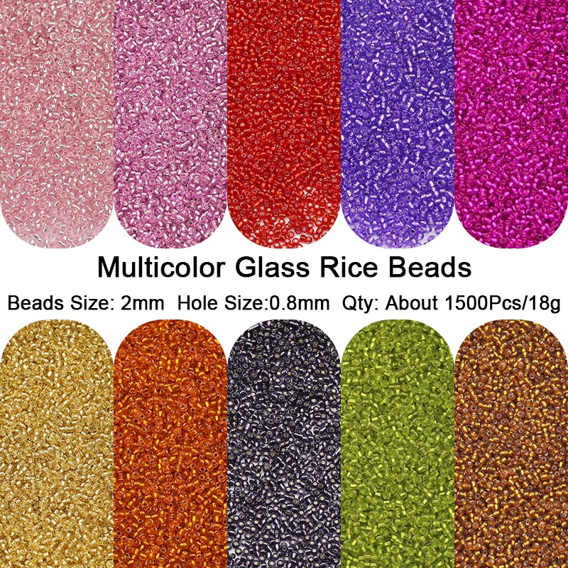 2mm 1500 stks 18g Zilver Kleur Binnenkant Rocailles Glas Ambachtelijke Kralen Armbanden Ketting Ring Maken Rocailles Voor DIY Art Craft