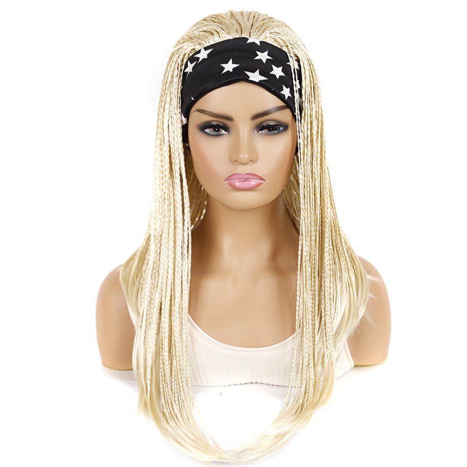 GURUILAGU Braided Wigs For Black Women Synthetic Wig Female Perruque Tresse Africaine Gray/613/Black Headband Wig 2 Headbands: 24T613