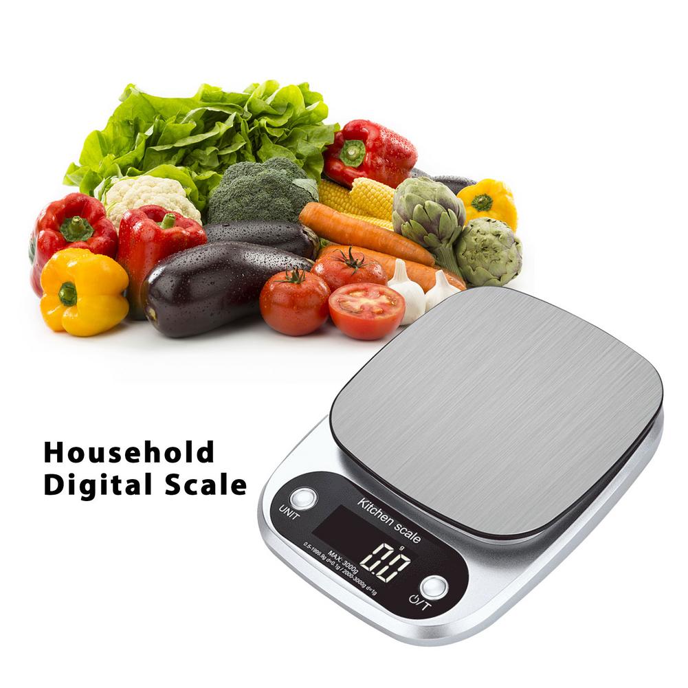 Digital Multifunction Kitchen And Food Scale 0.1 Precise Scales Up To 3 Kg Stainless Steel Easy Clean Table Top Scale With Large