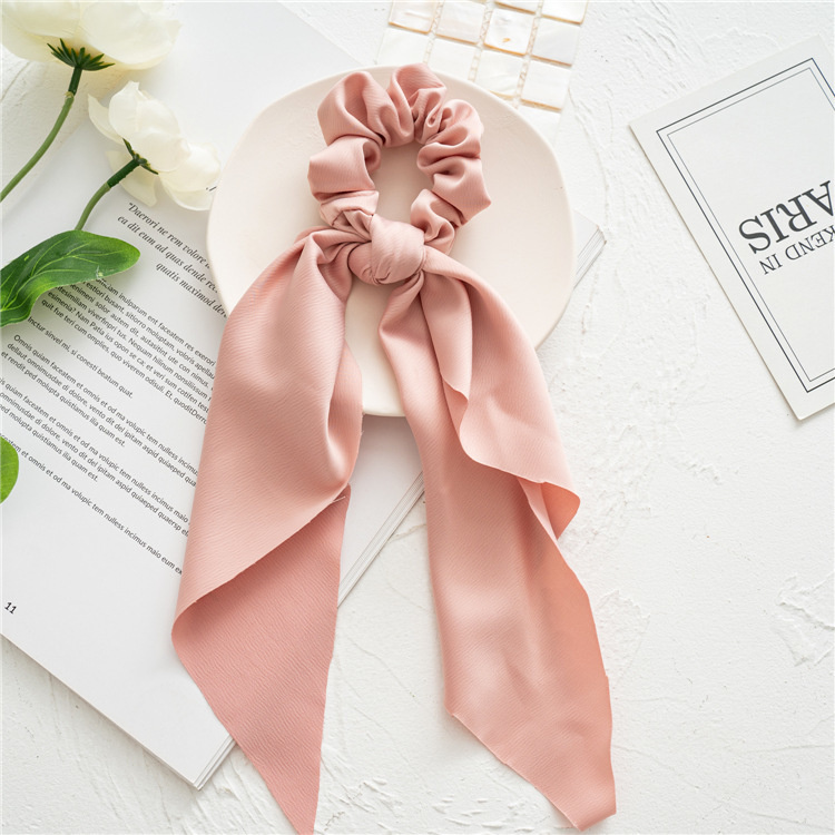 Floral Print Scrunchies Chiffon Bow Elastic Hair Bands Women Hair Ties Rubber Bands Ponytail Scarf Hair Accessories: Red