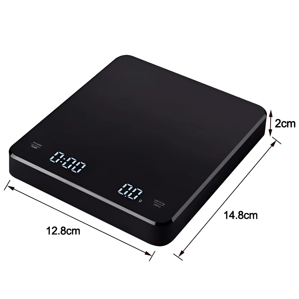 Usb-laddningsbar digital display för hemmakök med tidtagning, kaffevåg med 3kg/0.1g touchknappar, elektronisk bagerivåg: Ljusblå