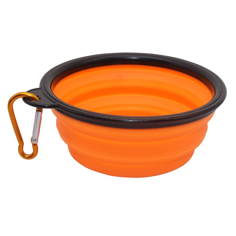 Sällskapsdjur mjuk hund skål 1pc vikbar silikon reseskål för hund bärbar hopfällbar fällbar hund skål för sällskapsdjur kattmat vatten matning: Orange