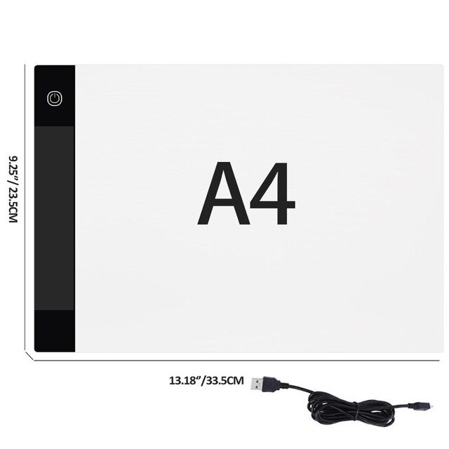 Tablette lumineuse LED A5/A4/A3 pour dessin et peinture diamant, support pour stylo, réglable, alimenté par USB, pour dessiner, tracer, accessoires: A4 Size 33.5X23.5CM