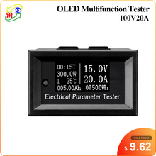 Rd 100V/20A 7in1 Oled Multifunctionele Tester Voltage Huidige Tijd Temperatuur Capaciteit Voltmeter Amperemeter Elektrische Meter Wit