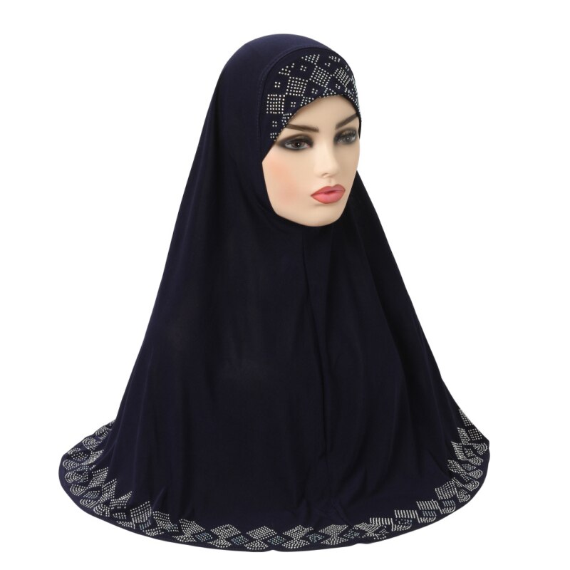 Al Amira – Hijab instantané arabe 1 pièce pour femmes musulmanes, châles, écharpe enveloppante, Turban de prière, prêt à porter, Khimar: NavyBlue