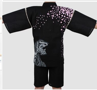 Hommes 100% coton Yukata Kimono costume hommes japonais traditionnel pyjamas ensemble été japonais Style peignoir avec short 050401: 1 / L