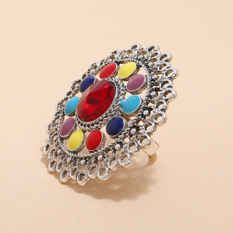 modisch Neue Liebe Runde Finger Ringe Für Frauen Jahrgang Silber Farbe Coloftul Emaille Blume Ringe Böhmischen Partei Schmuck