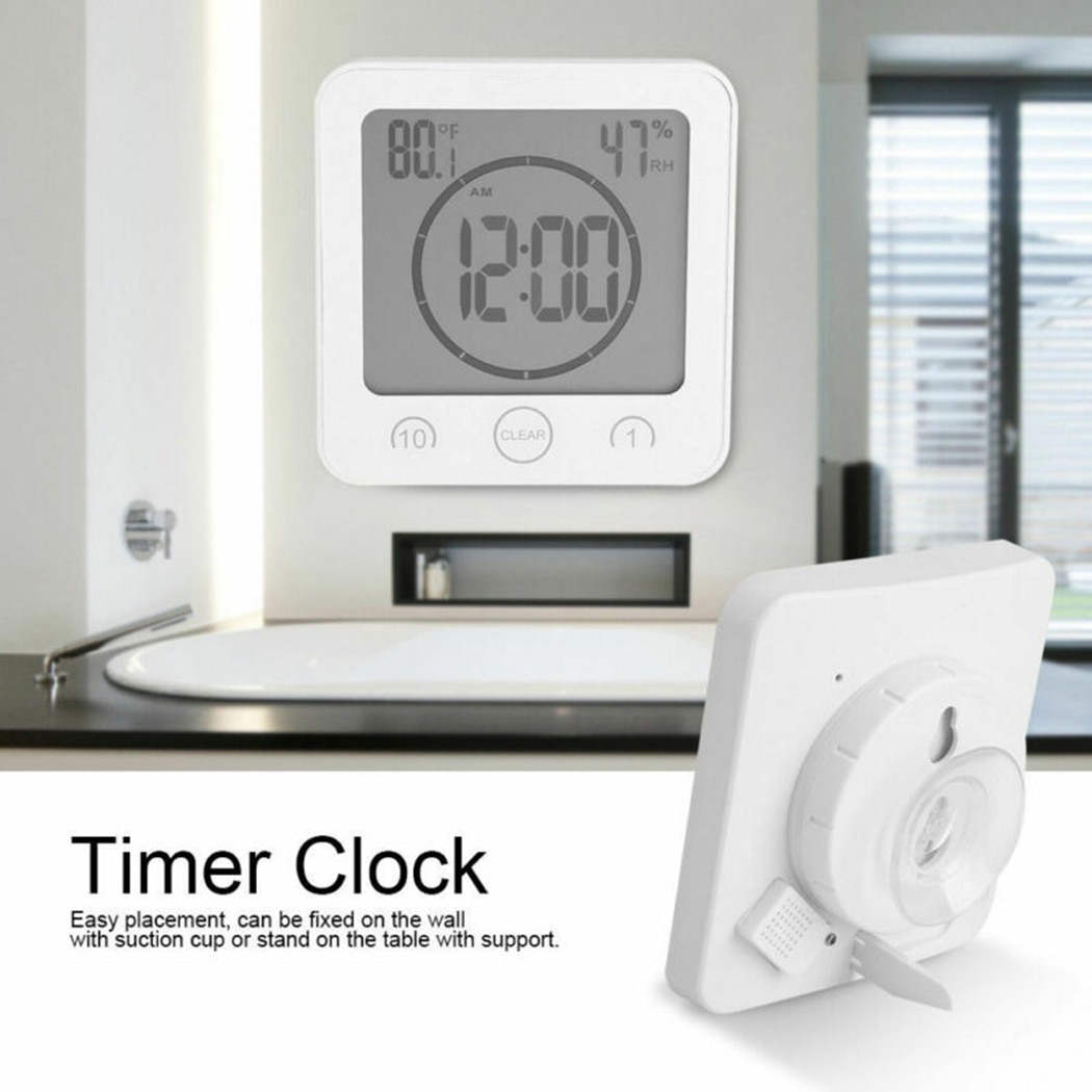 Waterdichte Lcd Douche Klok Badkamer Keuken Countdown Timer Alarm Digitale Badkamer Klokken Thermometer Hygrometer Lcd Zuig