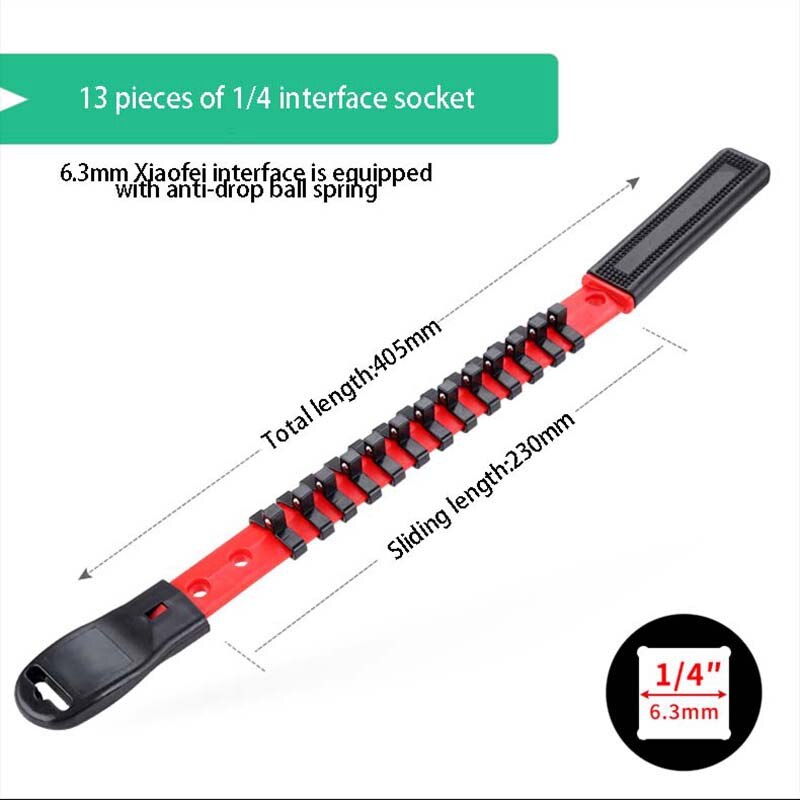 3 Socket Holders 1/2 inch 3/8 inch and 1/4 inch Bit Holder Square Card Holder Rail Socket