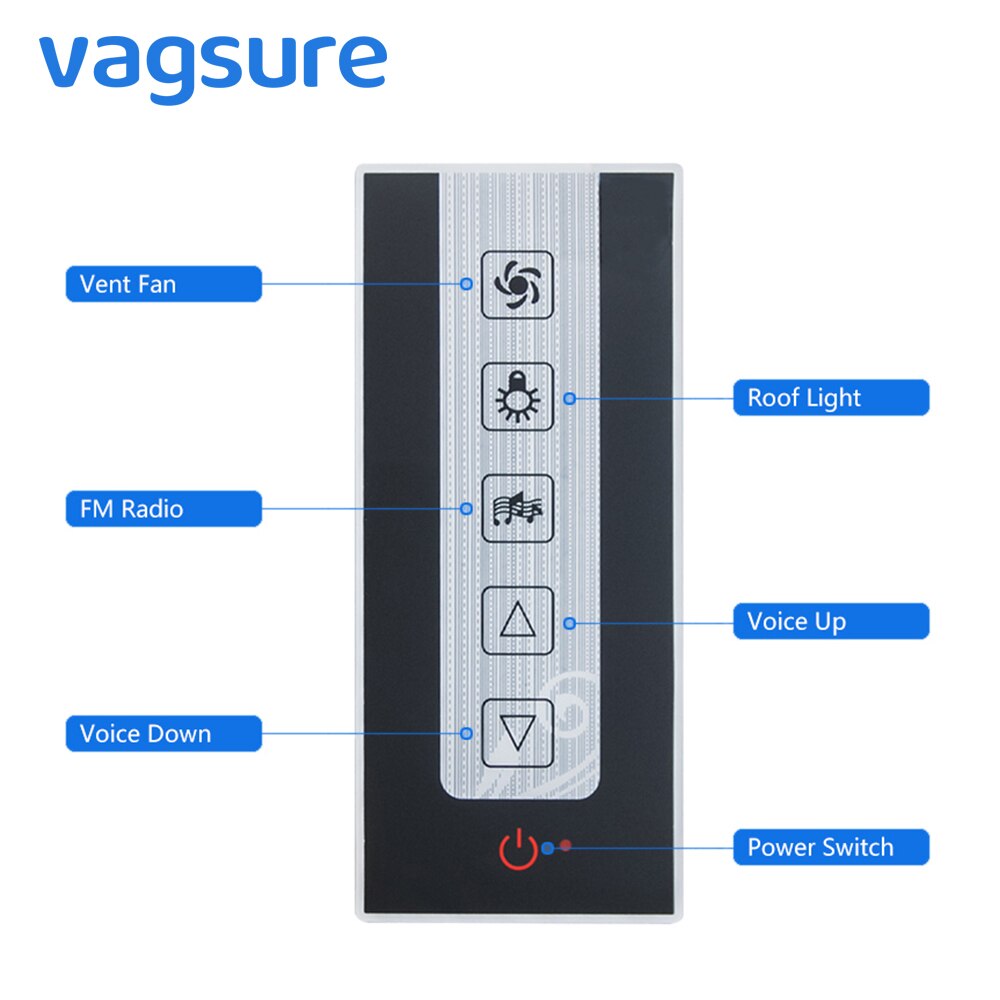 Vagsure 1pcs FM Radio Vent Fan Speaker Lamp Controller LCD Display Induction Shower Control for Shower Cabin Accessory Enclosure