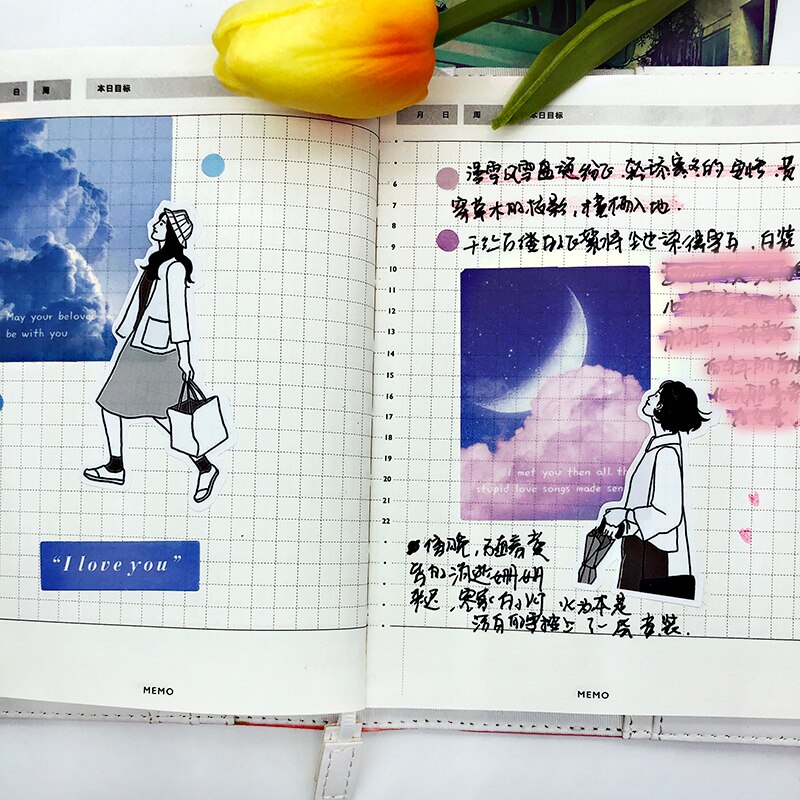 51Pcs/bag Couple stickers DIY scrapbooking our happy life series photo album journal happy planner decoration