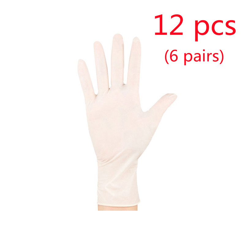 Guantes desechables de látex, goma de nitrilo, PVC, grado alimenticio, sin polvo, para el hogar: Latex gloves12pcs / M