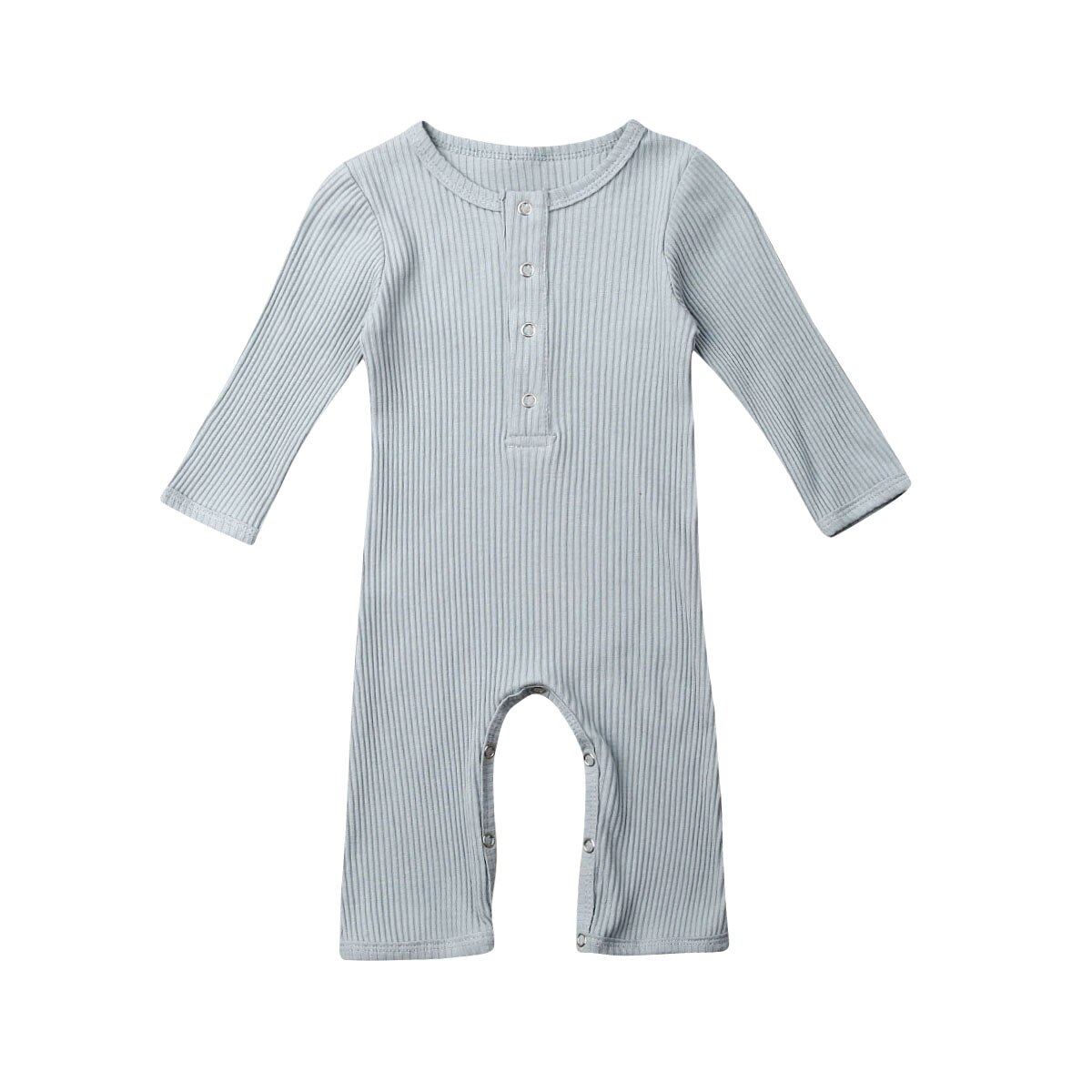 otoño Casual bebé niño niña tejido algodón manga larga mono ropa sólida niños atuendos de peleles: Azul / 6 meses