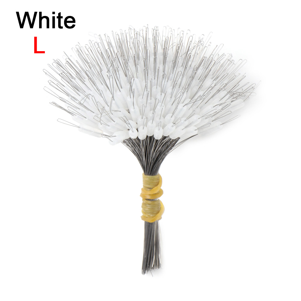 Bloc de pêche flottant en Silicone, 3 tailles, connecteur de haricot spatial, résistance de ligne de pêche, accessoires, 300 pièces/paquet: white L