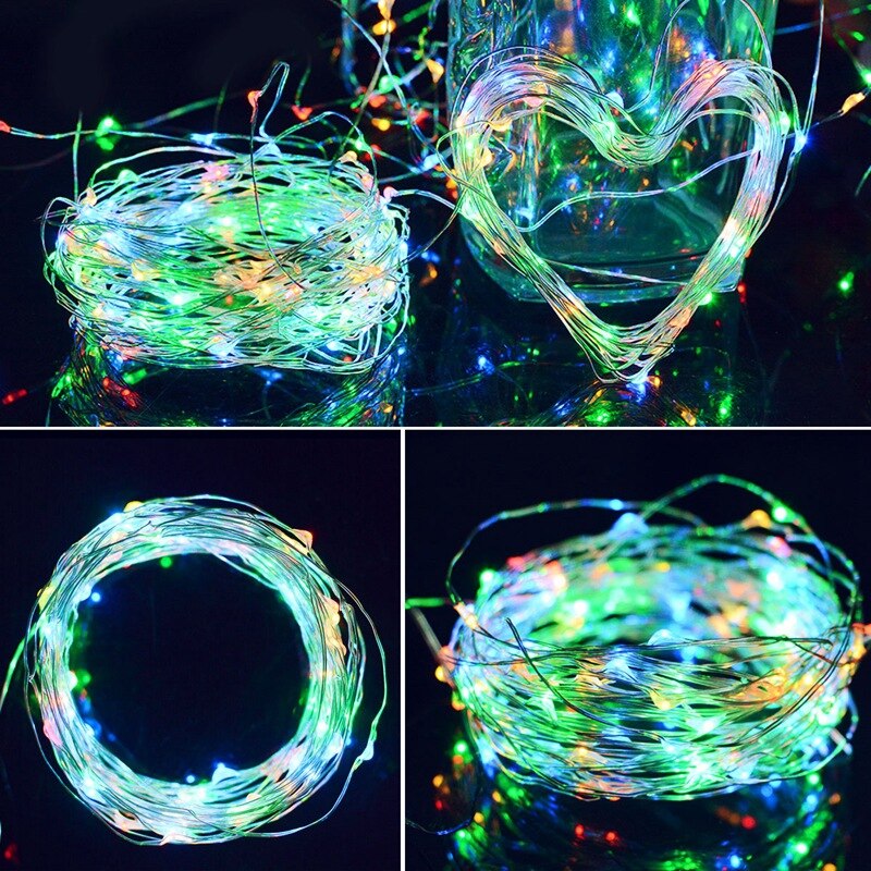 Solar light string outdoor waterproof decorative courtyard led light string Christmas copper wire