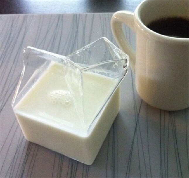Vierkante Melk Doos Transparante Glazen Beker Voor Melk Mokken Voor Kids Babies Kinderen Ontbijt Melk D5