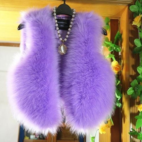 Rode Winter Herfst Vos Kunstmatige Bont Gras Vest Girl Vest Losse Jas Vest Mouwloze Doek Over Top Kleding Voor Vrouwen: Paars