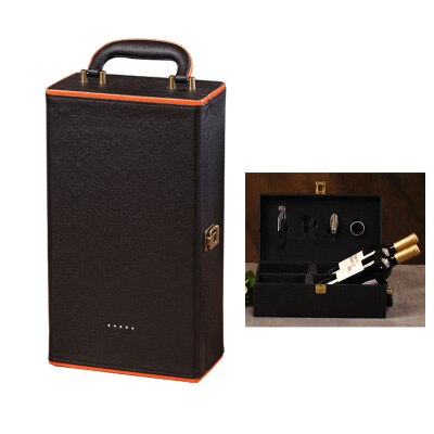 PU Leer hoogwaardige Wijn Dubbele Box 750 ml 2 Flessen Pakket Leer Wijn Geschenkdoos Effen Top- grade Commerciële Verpakking: 5