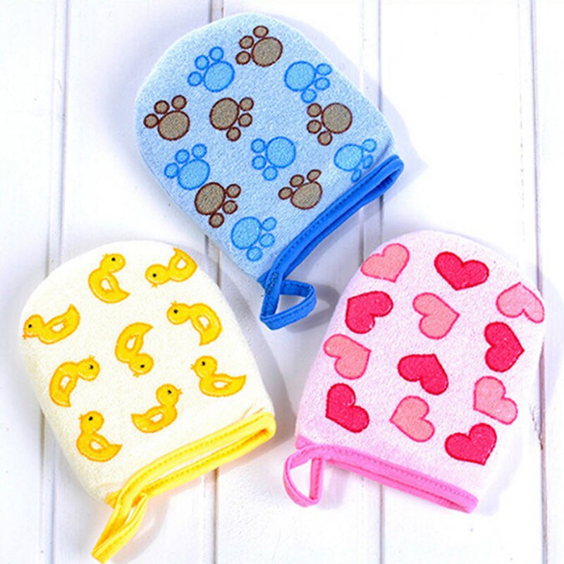 1PC Baby Kid Infant Cartoon Zachte Baden Badkamer Mitt Handschoen Schuim Wrijven Douche Spons Exfoliërende Wassen Doek Handdoek 3 kleuren