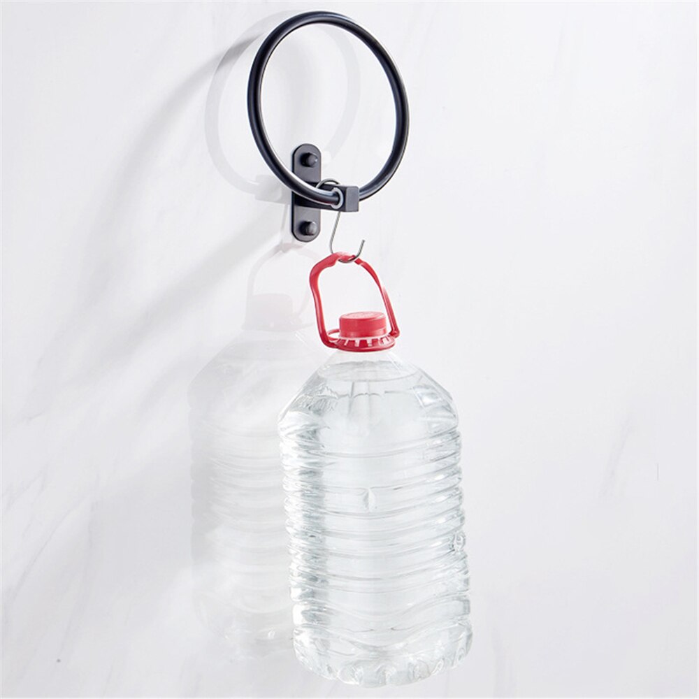 1 Set Towel Ring Aluminum Alloy Hand Towel Rack Hanger For Bathroom Black Durable Glue Concealed Screws Included