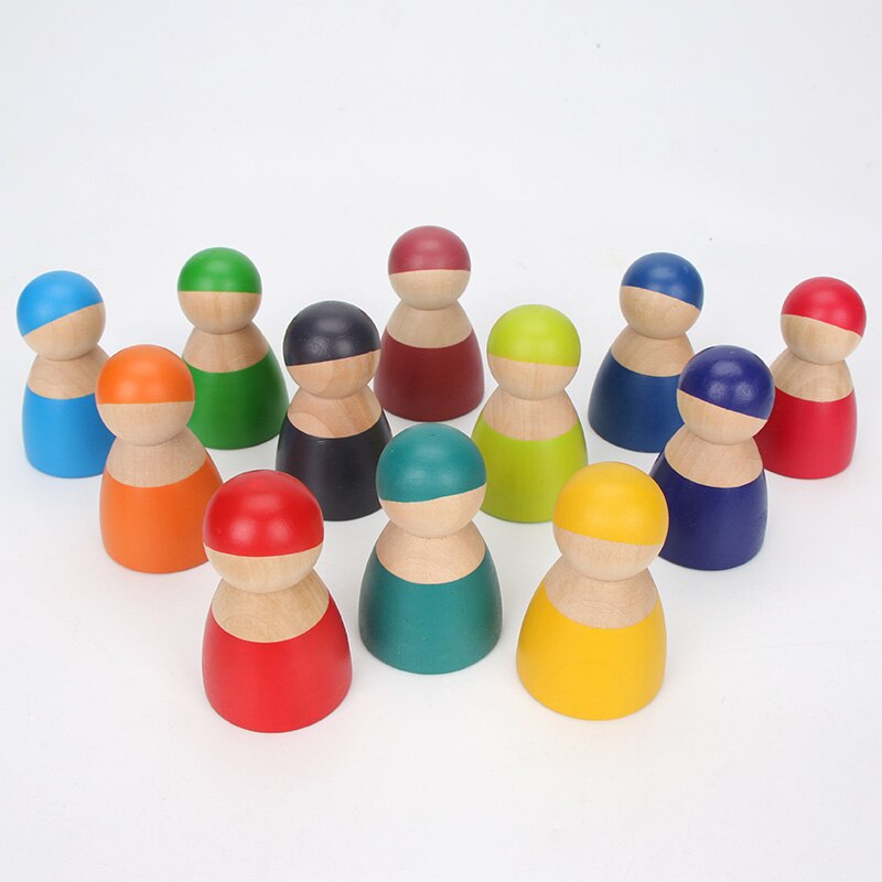 15 teile/satz Kinder Holz Regenbogen Blöcke Regenbogen Holz Kugeln Puppen für Kinder Montessori Pädagogisches Spielzeug: 3