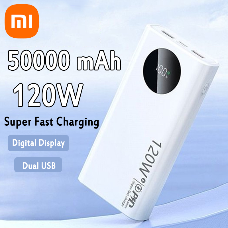 Xiaomi 50000 mah powerbank 120w snabbladdning 30000 mah dubbel usb högkapacitets bärbar digital display batteriladdare powerbank