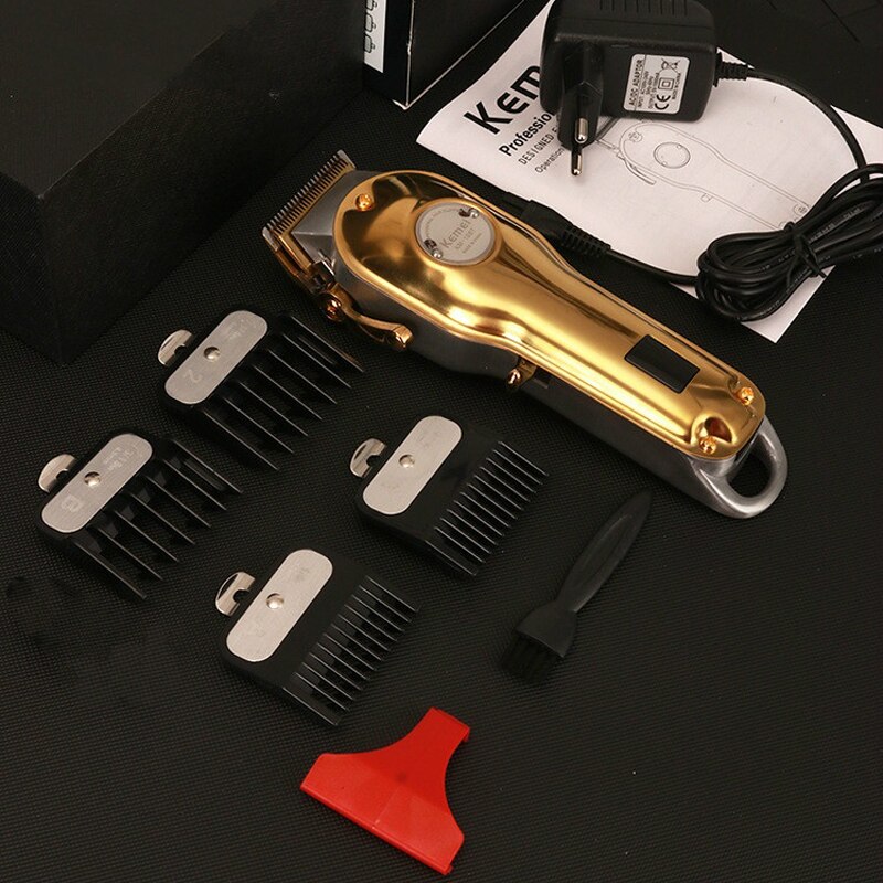 Kemei – tondeuse à cheveux professionnelle KM-1986, rasoir électrique sans fil, avec écran LCD, entièrement en métal
