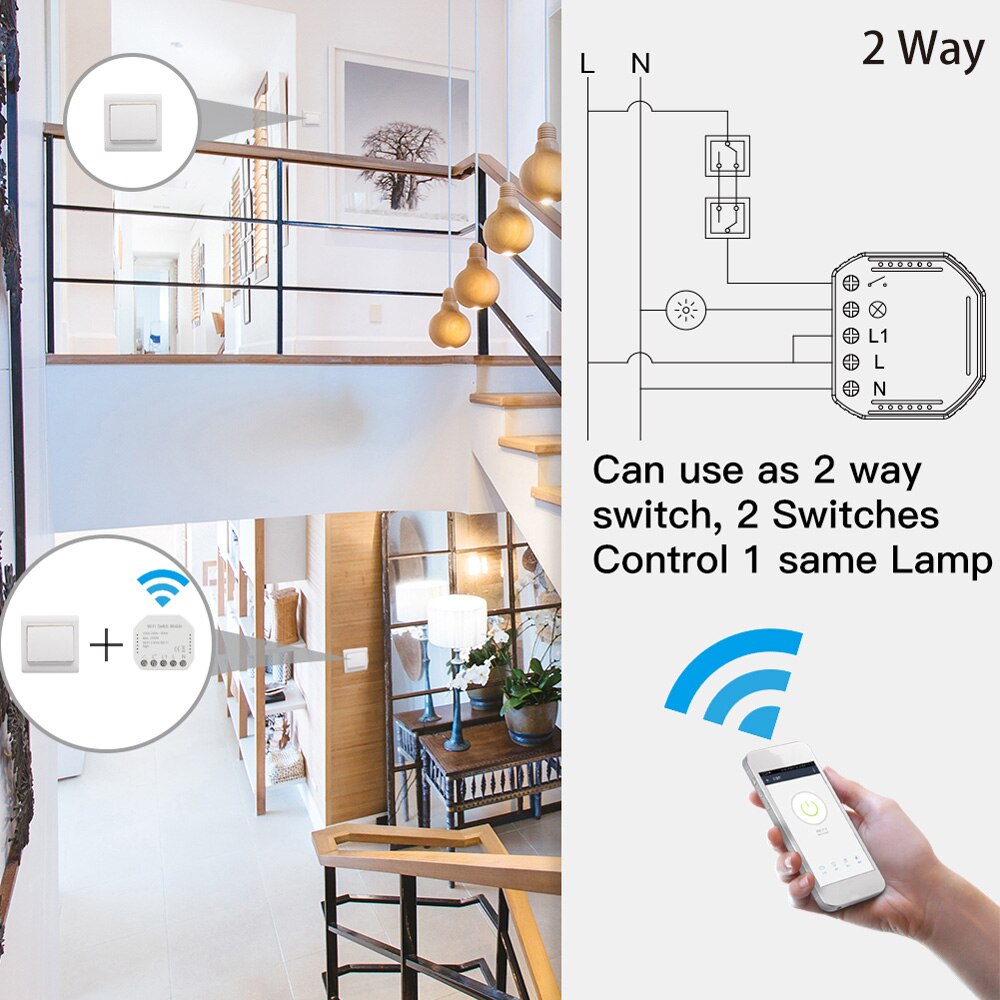 WiFi Smart Switch Modul LED Dimmer Schalter Smart Leben/Tuya APP Fernbedienung 1/2 Weg Schalter