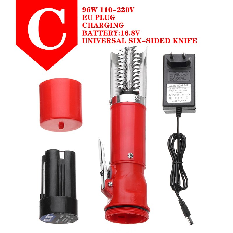 Máquina de descalcificación de pesca, báscula eléctrica Universal portátil de carga, limpiador de detergente de pescado, removedor, raspador de mariscos, 96W: C