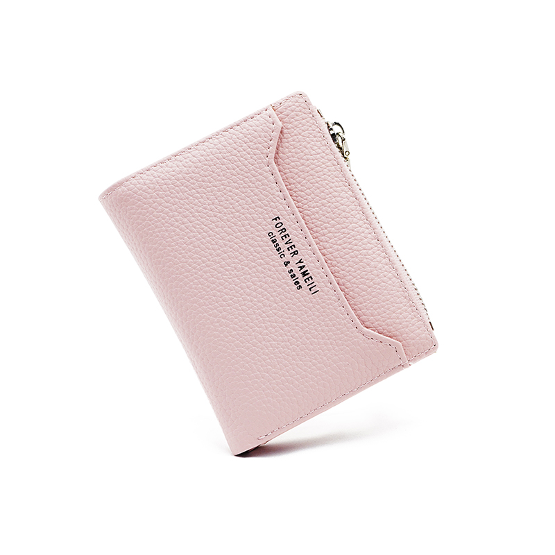 Women's Wallet Ins Women's Small Wallet Women's High-End Short Wallet Cross-Border Multi-Functional Coin Purse: Pink