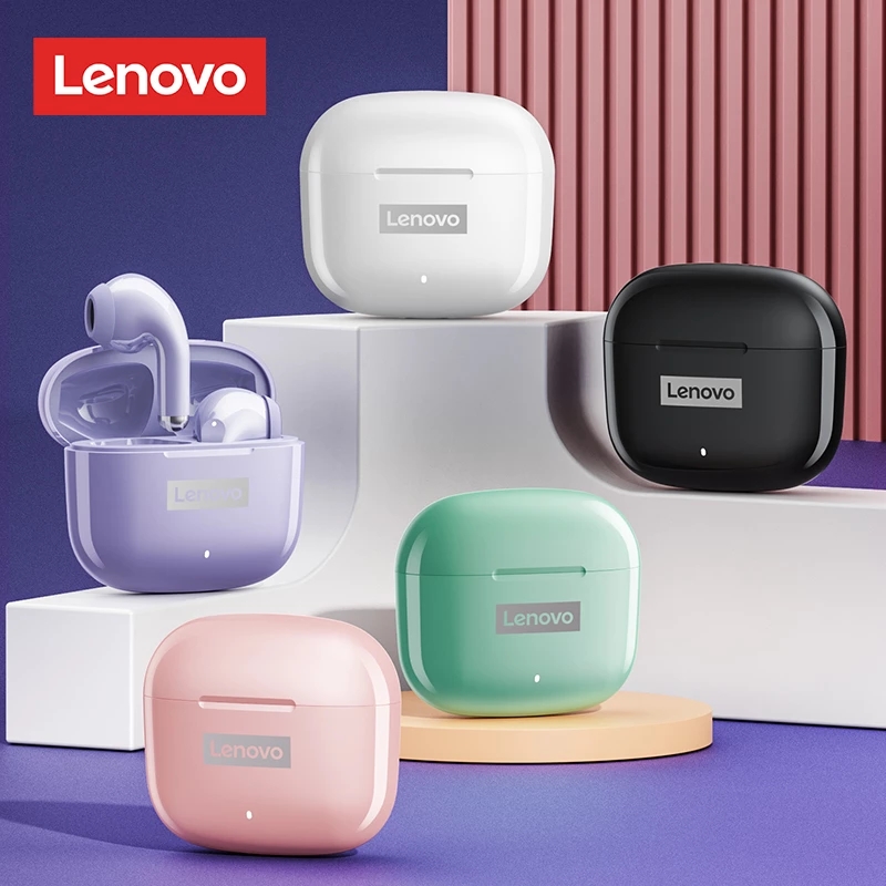 5 sztuk oryginalne bezprzewodowe słuchawki Lenovo LP40 PRO Bluetooth 5.0 podwójna redukcja szumów stereo Bass sterowanie dotykowe długi czas czuwania